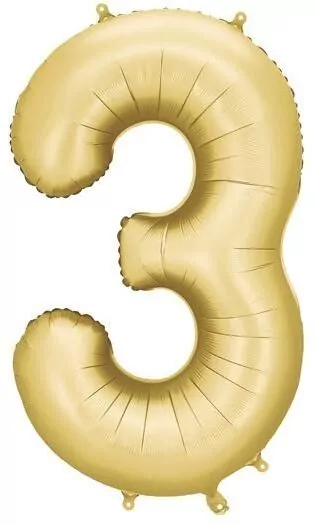 Balon foliowy cyfra 3 86cm złoty - tantis.pl