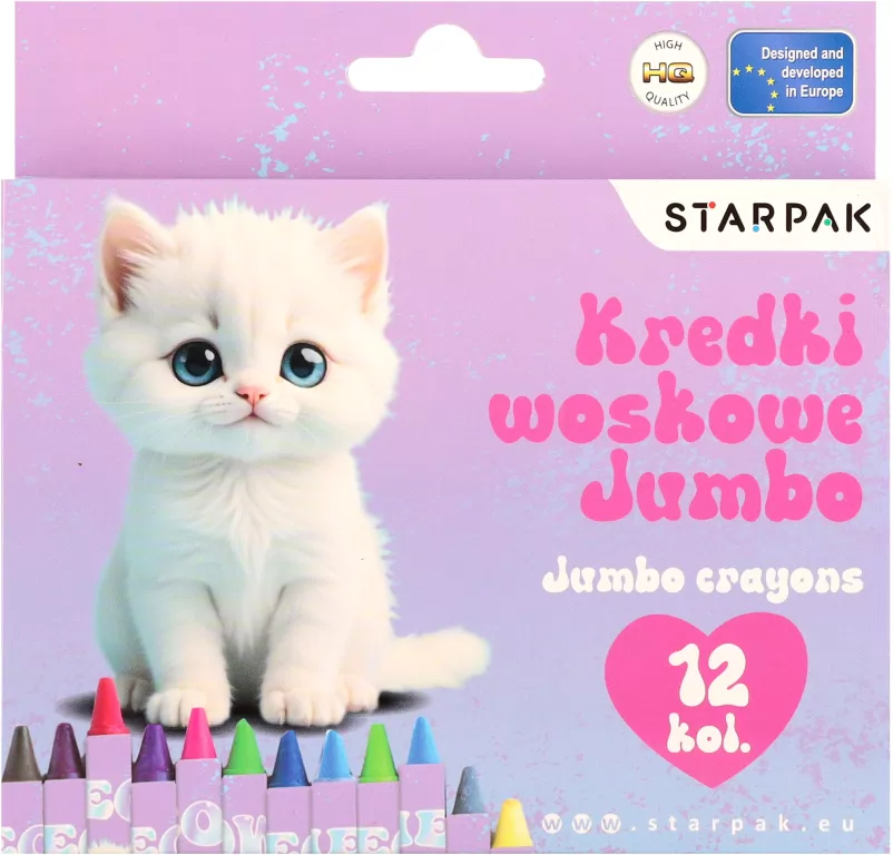 Kredki woskowe Jumbo. Biały kotek - tantis.pl