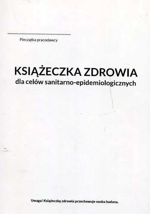 Książeczka zdrowia do celów sanitarno-epidemiologicznych - tantis.pl