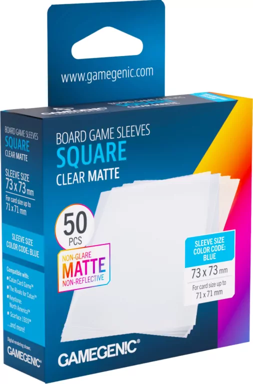 Gamegenic: Board Game Sleeves - Square (73x73 mm) - Clear Matte - 50 sztuk - tantis.pl