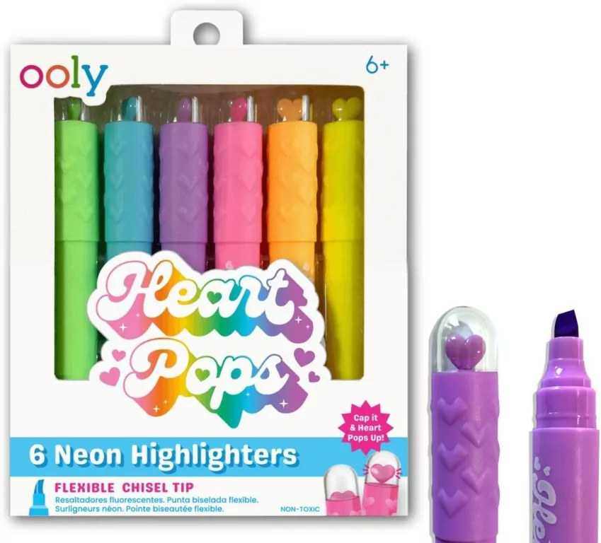 Neonowe Zakreślacze Heart Pops 6 kolorów - tantis.pl