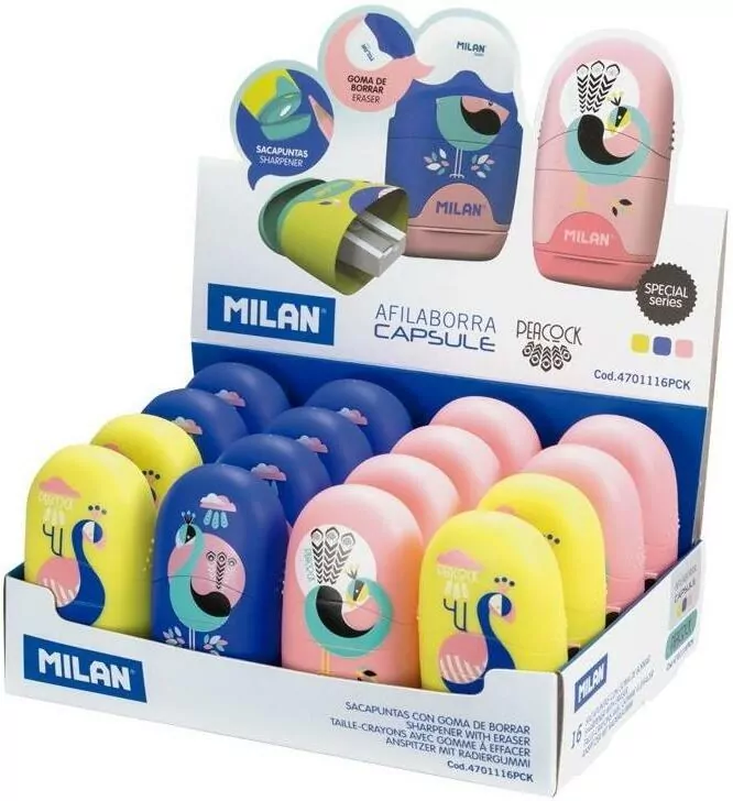 Temperówko-Gumka Capsule Peacock (16szt) MILAN - tantis.pl