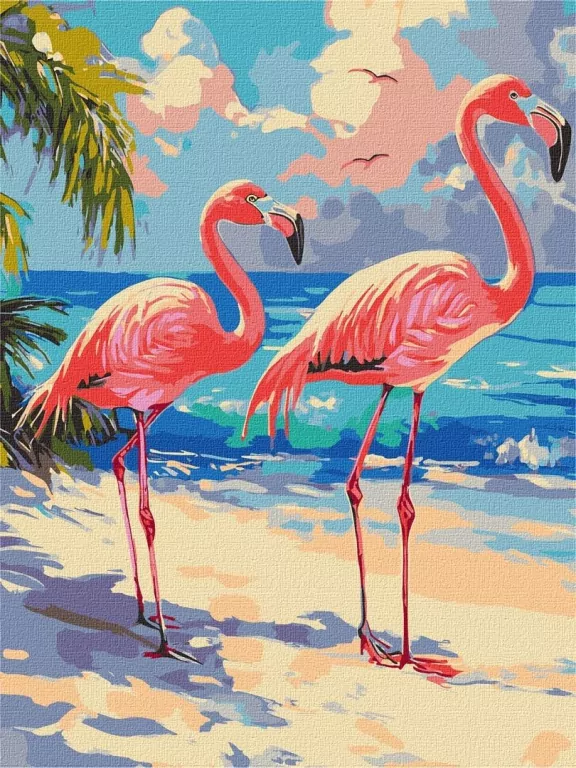 Malowanie po numerach - Różowe flamingi 30x40cm - tantis.pl