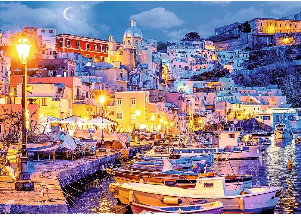 Trefl. Puzzle 1000 Wyspa Procida nocą, Włochy - tantis.pl