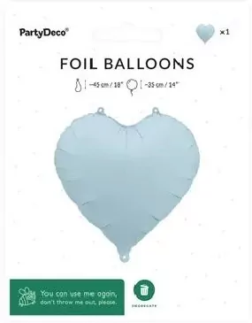 Balon foliowy Serce 45cm mglisty niebieski - tantis.pl