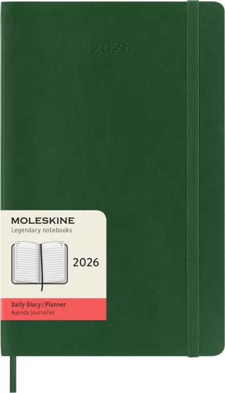 Kalendarz 2026 12M Moleskine L oprawa miękka dzienny Myrtle Green 13x21cm - tantis.pl