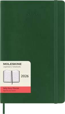 Kalendarz 2026 12M Moleskine L oprawa miękka dzienny Myrtle Green 13x21cm