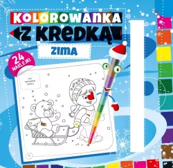 Kolorowanka z kredką. Zima