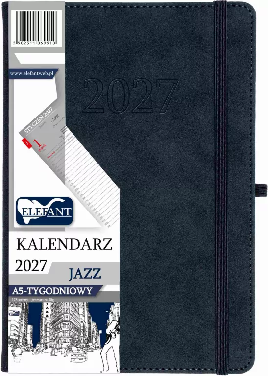 Kalendarz Jazz 2027 A5 tygodniowy granatowy - tantis.pl