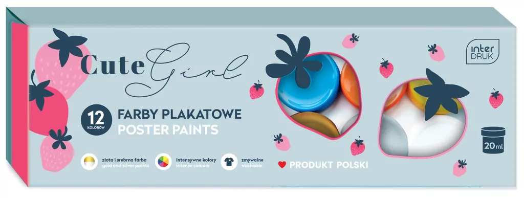 Farby plakatowe 12 kolorów Cute Girl - tantis.pl