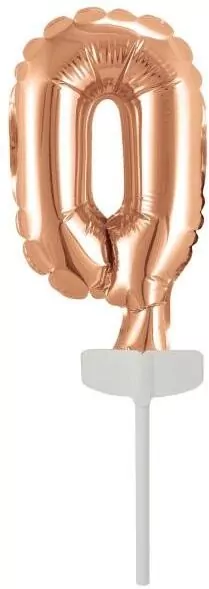 Balon foliowy mini cyfra 0 różowe złoto 7,5x12cm - tantis.pl