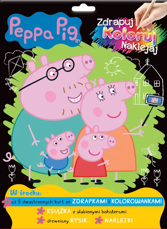 Peppa Pig. Zdrapuj, koloruj, naklejaj - tantis.pl