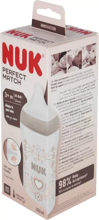 NUK. Perfect Match. Butelka 260ml. 3 miesiące. Roślinność - tantis.pl
