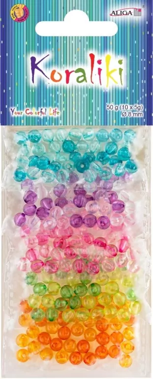 Koraliki plastikowe 8mm 10 kolorów x 5g - tantis.pl