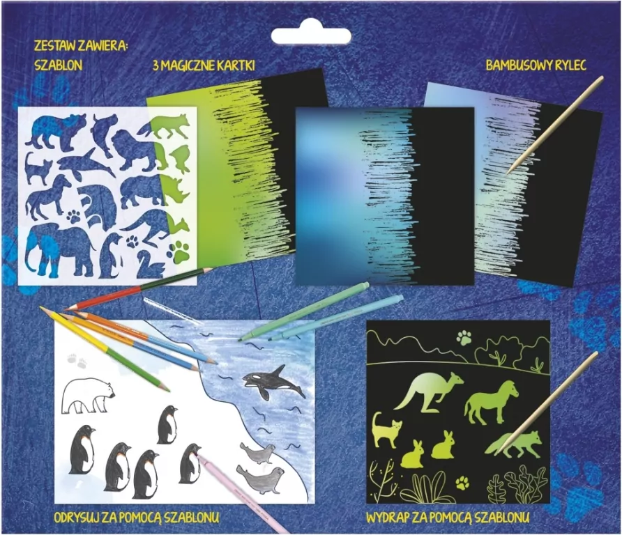 Kreatywna wydrapywanka z szablonami A Kidea - tantis.pl