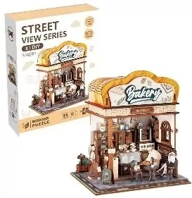 Uliczny zakątek drewniane puzzle 3D piekarnia - tantis.pl