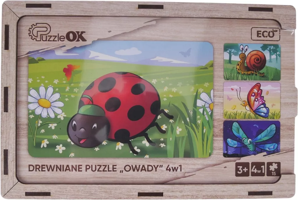 Puzzle drewniane 4w1 owady - tantis.pl