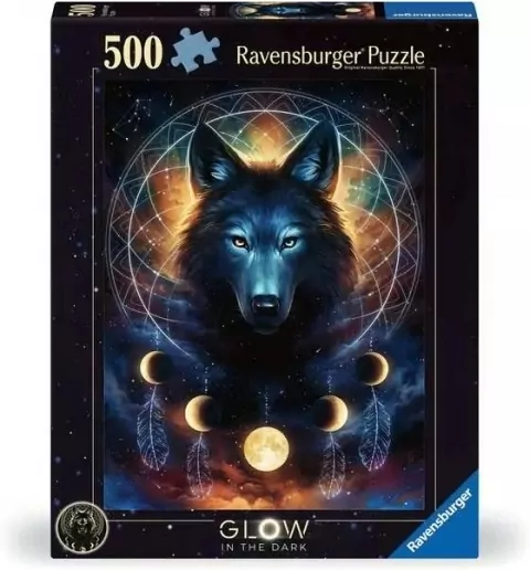 Puzzle 500 świecące - Wilk i księżyce - tantis.pl