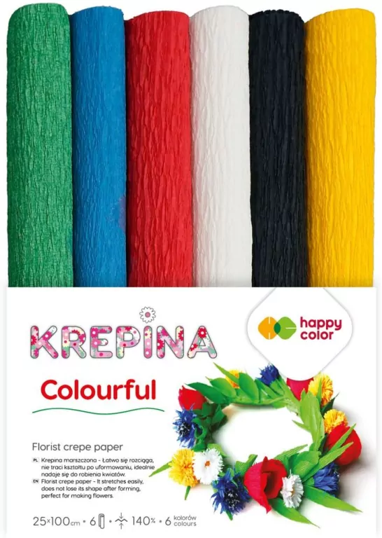 Krepina marszczona 25x100cm mix Colorful 6 kolorów - tantis.pl