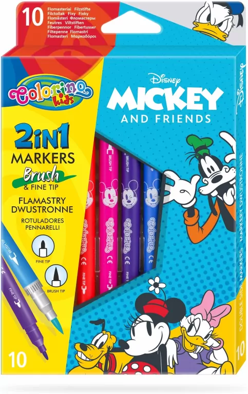Flamastry dwustronne Colorino Kids 10 kolorów Mickey - tantis.pl