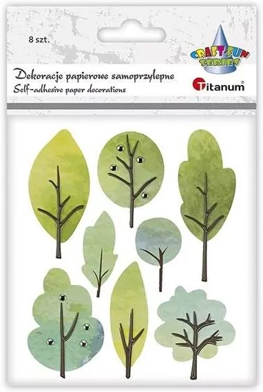 Naklejki papierowe 3D drzewa, 8 sztuk - tantis.pl
