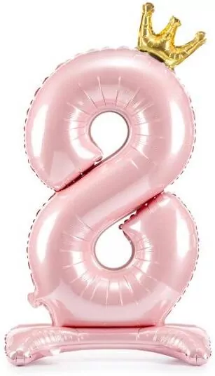 Stojący balon foliowy 8 jasny róż 84cm - tantis.pl