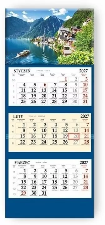Kalendarz 2027 trójdzielny Alpy - tantis.pl