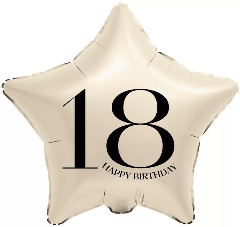 Balon foliowy Gwiazda kremowa liczba 18 44cm - tantis.pl