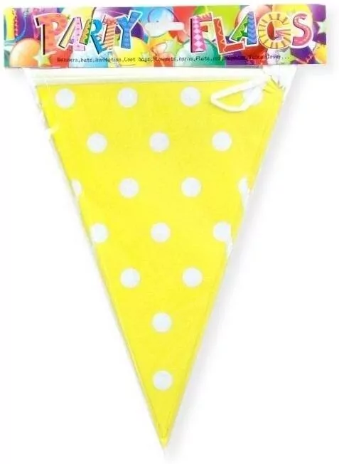 Girlanda flagi w kropki żółta 27.5cmx6m - tantis.pl
