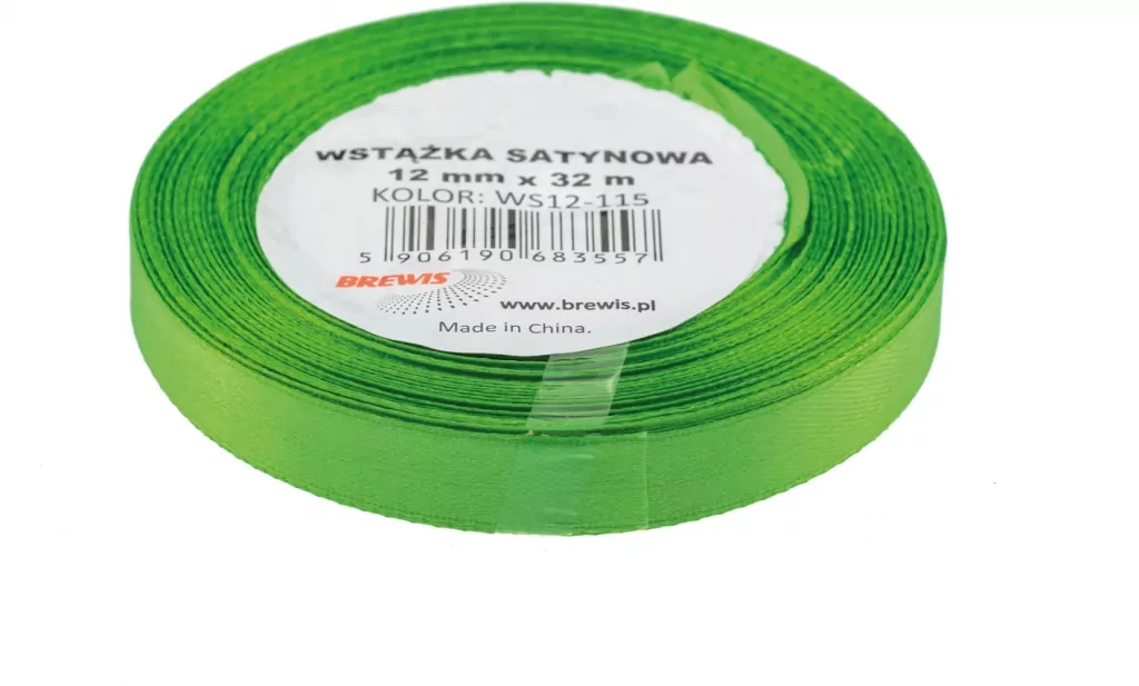 Wstążka satynowa. Zielona 12mmx32m - tantis.pl