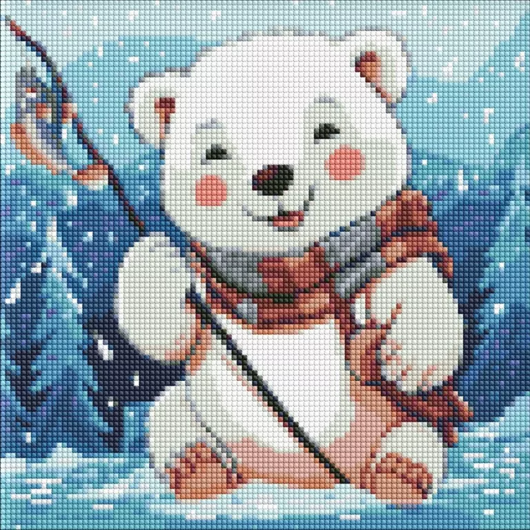 Diamentowa mozaika - Zimowy połów 30x30cm - tantis.pl