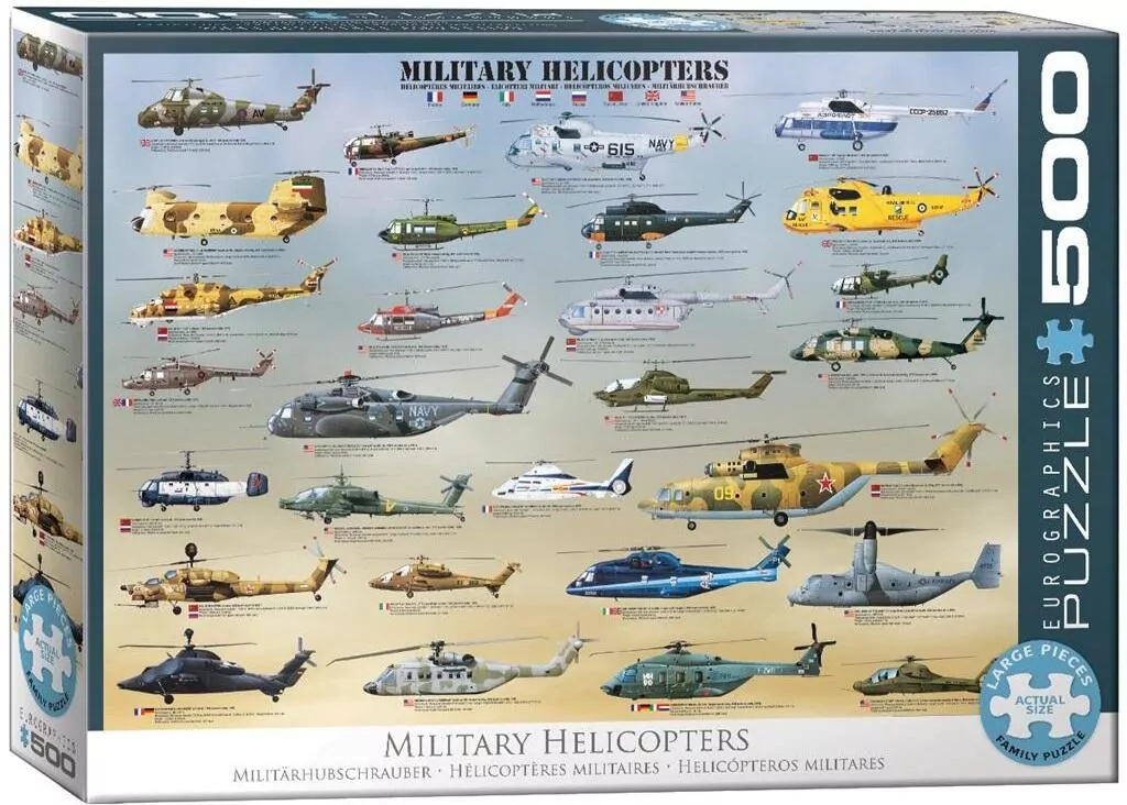 Puzzle 500 Helikoptery wojskowe XXL - tantis.pl