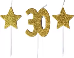 Świeczki urodzinowe 30 z gwiazdkami