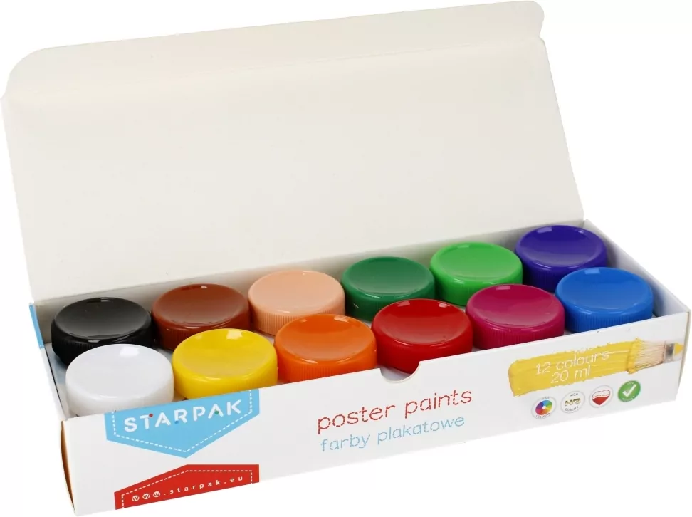 Starpak. Farby plakatowe. School, 12 kolorów - tantis.pl