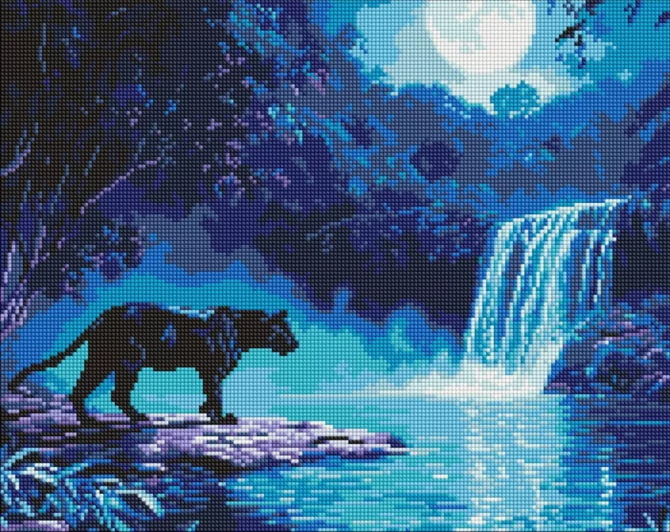 Diamentowa mozaika - Nocny drapieżnik 40x50cm - tantis.pl
