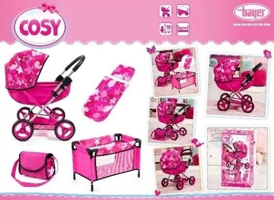 Wózek głęboki dla lalki Cosy z zestawem akcesoriów - tantis.pl
