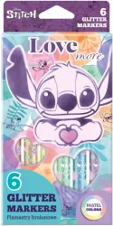 Flamastry brokatowe Disney Fashion Stitch pastel 6 kolorów