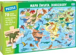 Puzzle 70 Mapa świata. Dinozaury