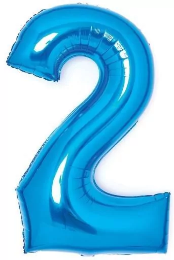 Balon foliowy cyfra 2 niebieska 51x66cm - tantis.pl