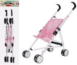 Wózek parasolka dla lalek metalowy różowy