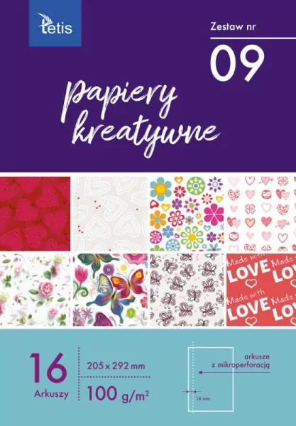 Papiery kreatywne. 16 arkuszy. Zestaw nr 09 - tantis.pl