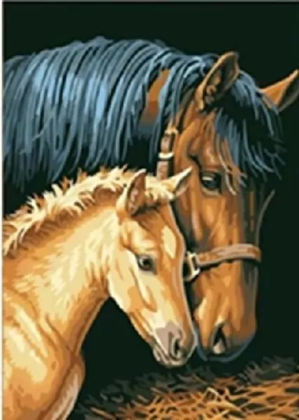 Diamentowa mozaika Koń ze źrebakiem nad sianem NO-1007774 - tantis.pl