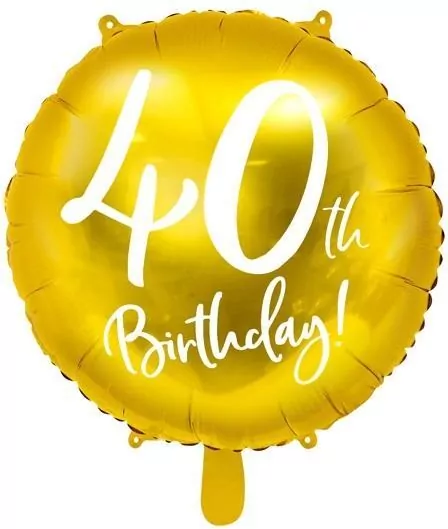 Balon foliowy 45cm. 40th Birthday złoty - tantis.pl