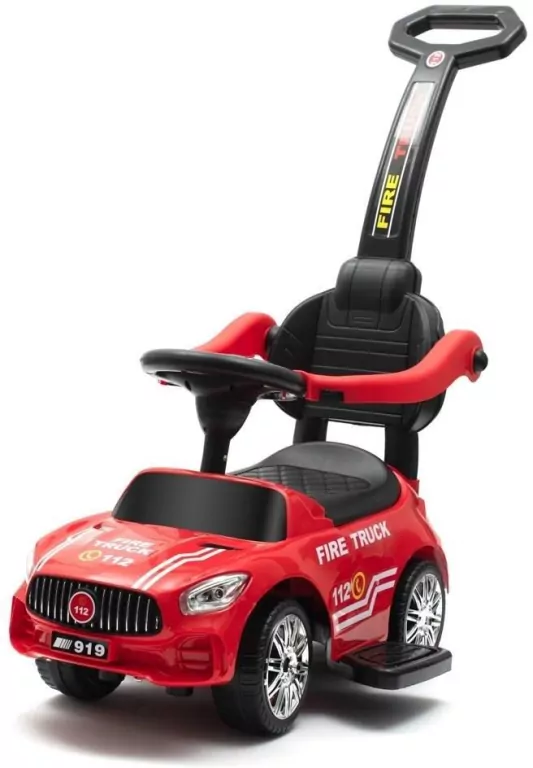 Jeździk z dźwiękiem i rączką Straż Pożarna czerw - tantis.pl