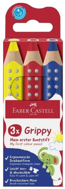 Kredki Grippy 3 kolory FABER CASTELL - tantis.pl
