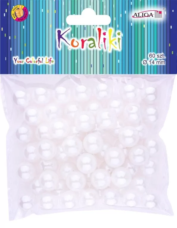 Koraliki plastikowe perłowe 14mm 60szt - tantis.pl