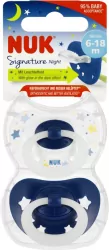 NUK. Signature Night. Smoczki. 6-18 miesięcy. Biały i granatowy