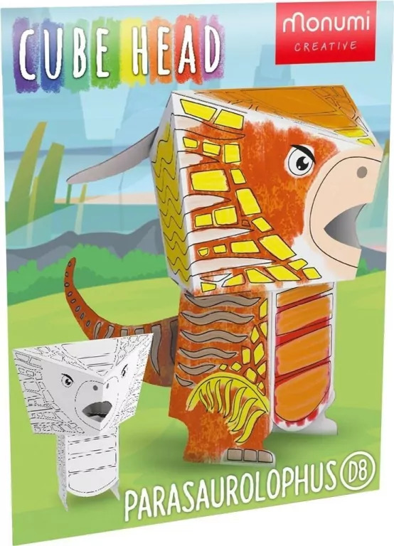 Cube head. Dino. Parazaurolof. Złóż i pokoloruj - tantis.pl