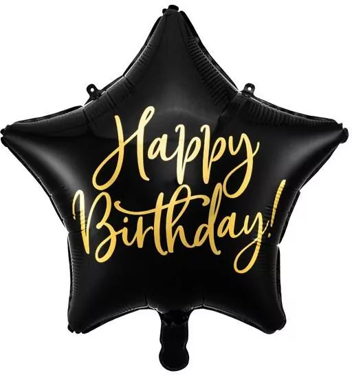 Balon foliowy Happy Birthday 40cm czarny - tantis.pl