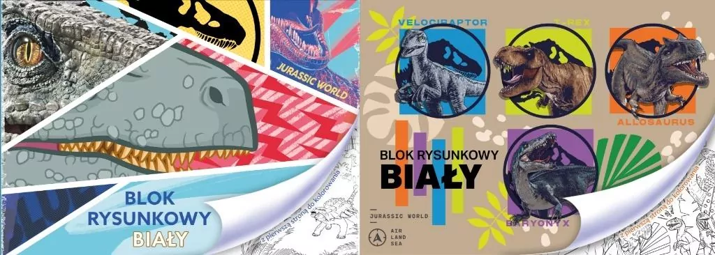 Blok rysunkowy A4/20K biały Jurassic park mix - tantis.pl